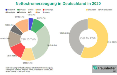 Nettostromerzeugung in Deutschland 2020 bis 17. Juni